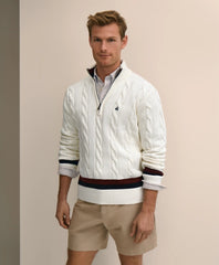 Cable Knit Tennis Quarter-Zip Sweater in Supima® Cotton