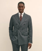 Classic Fit Double-Breasted Cotton Herringbone Suit Jacket