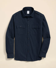 Cotton-Cashmere Flannel Military Sport Shirt