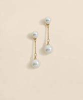 Faux-Pearl-Drop Fine-Chain Earrings
