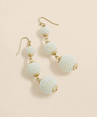 Faux-Pearl Sphere Linear Earrings