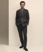 Slim Fit Mini-Houndstooth Suit Pants in Brushed-Cotton