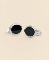 Sterling Silver Onyx Oval Rhodium-Plated Cufflinks