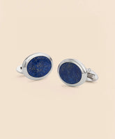 Sterling Silver Oval Rhodium-Plated Cufflinks