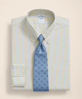 Stretch Supima® Cotton Non-Iron Broadcloth Polo Button-Down Collar, Striped Dress Shirt