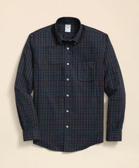 Stretch Supima® Cotton Non-Iron Twill Polo Button Down, Tattersall Sport Shirt