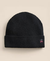 Wool-Cashmere-Blend Ribbed Beanie Hat