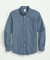 Chambray Cotton Poplin Polo Button Down Collar, Sport Shirt