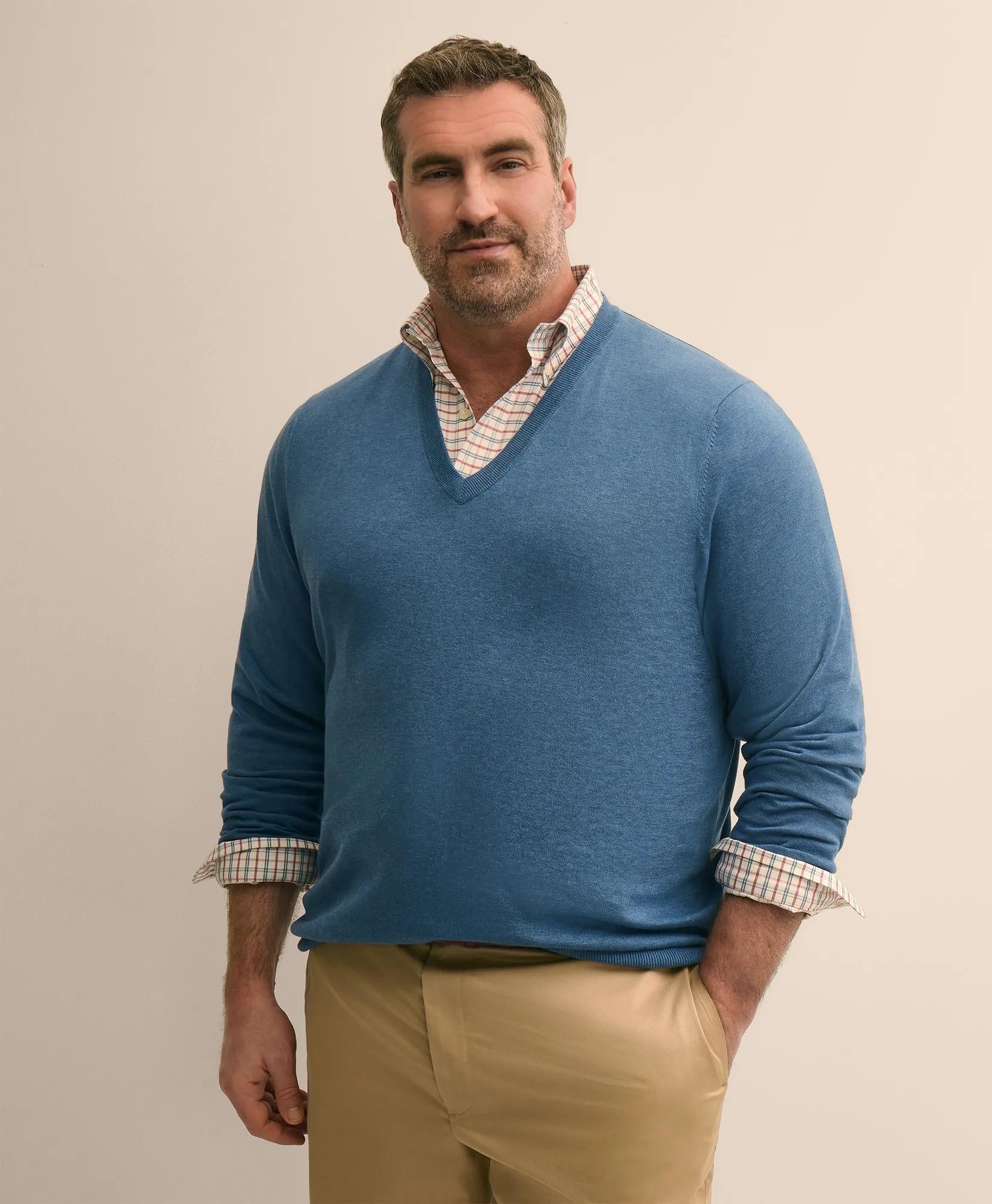 Big & Tall Supima® Cotton V-Neck Sweater