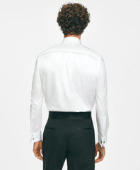 Black Fleece Pique Bib Londoner Collar Tuxedo Shirt in Sea Island Cotton