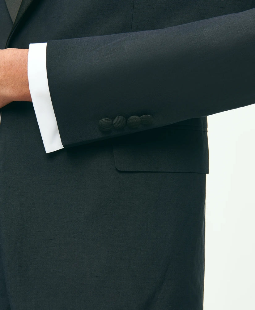 Black Fleece Shawl Collar Tuxedo in Silk-Linen