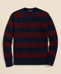Cashmere Wool Cable-Knit Sweater in Rugby Stripe