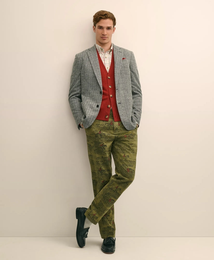 Cotton Equestrian Print Chino