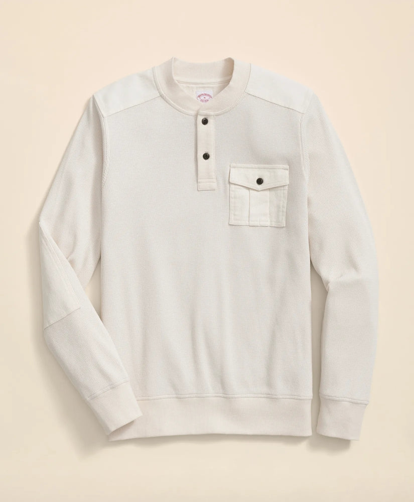 Cotton-Wool Blend Waffle Knit Henley