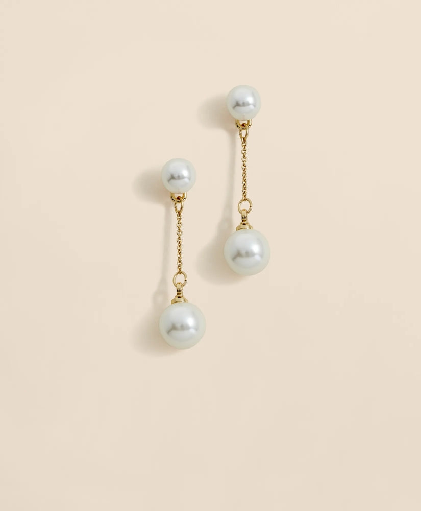 Faux-Pearl-Drop Fine-Chain Earrings