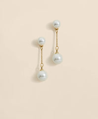 Faux-Pearl-Drop Fine-Chain Earrings