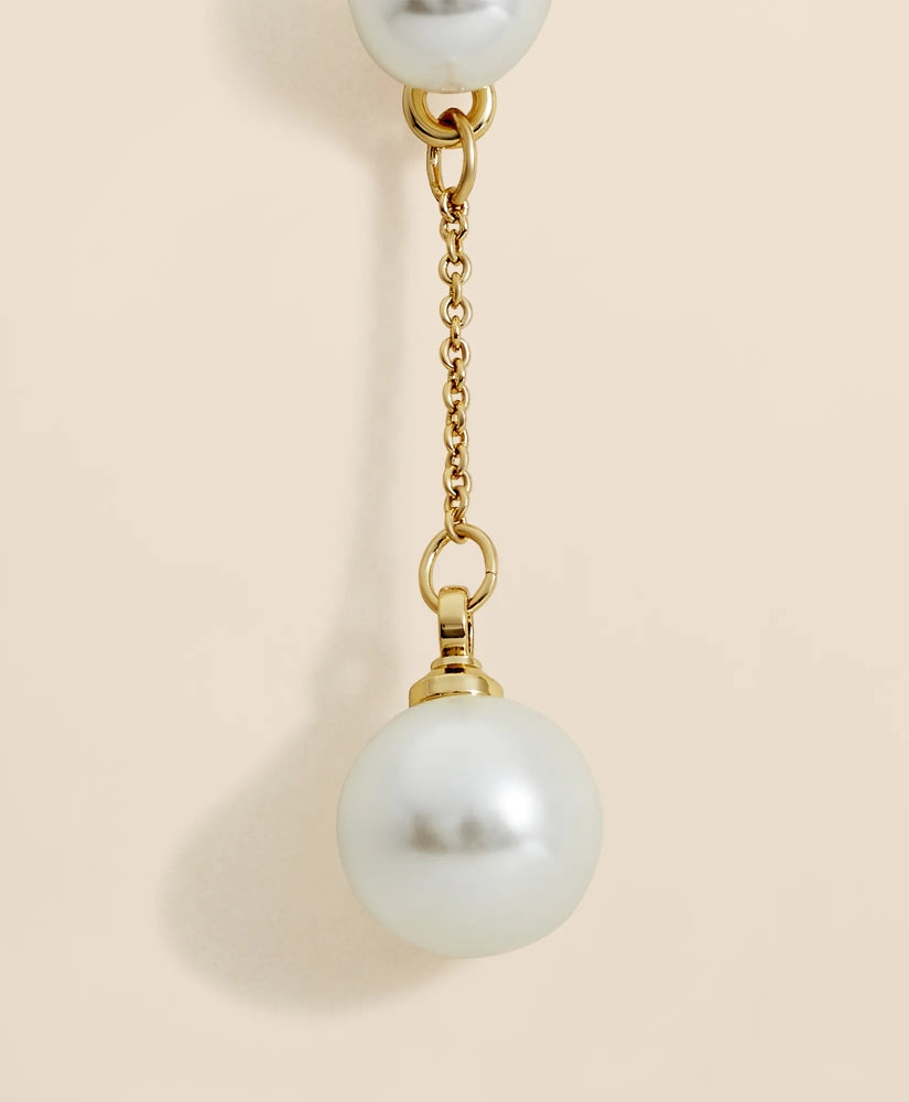 Faux-Pearl-Drop Fine-Chain Earrings
