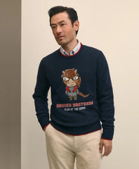 Men's Lunar New Year Merino Wool-Blend Intarsia Crewneck Sweater