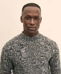 Merino Wool Aran Marled Mock Neck Sweater