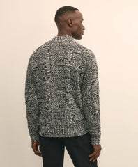 Merino Wool Aran Marled Mock Neck Sweater