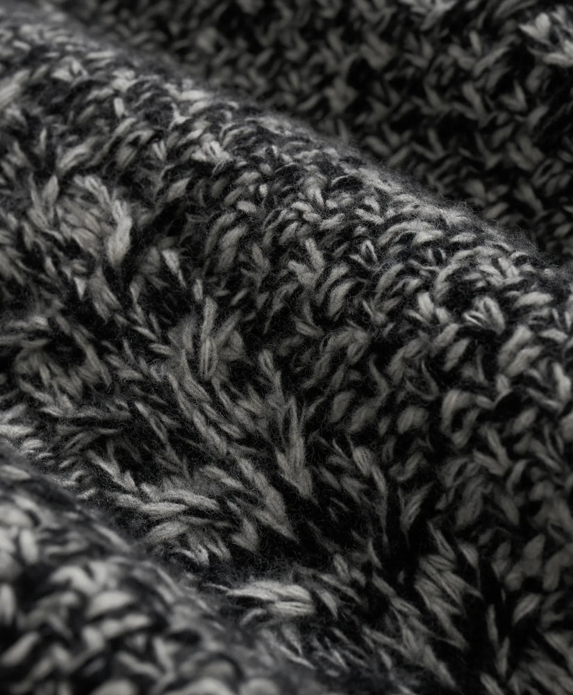 Merino Wool Aran Marled Mock Neck Sweater