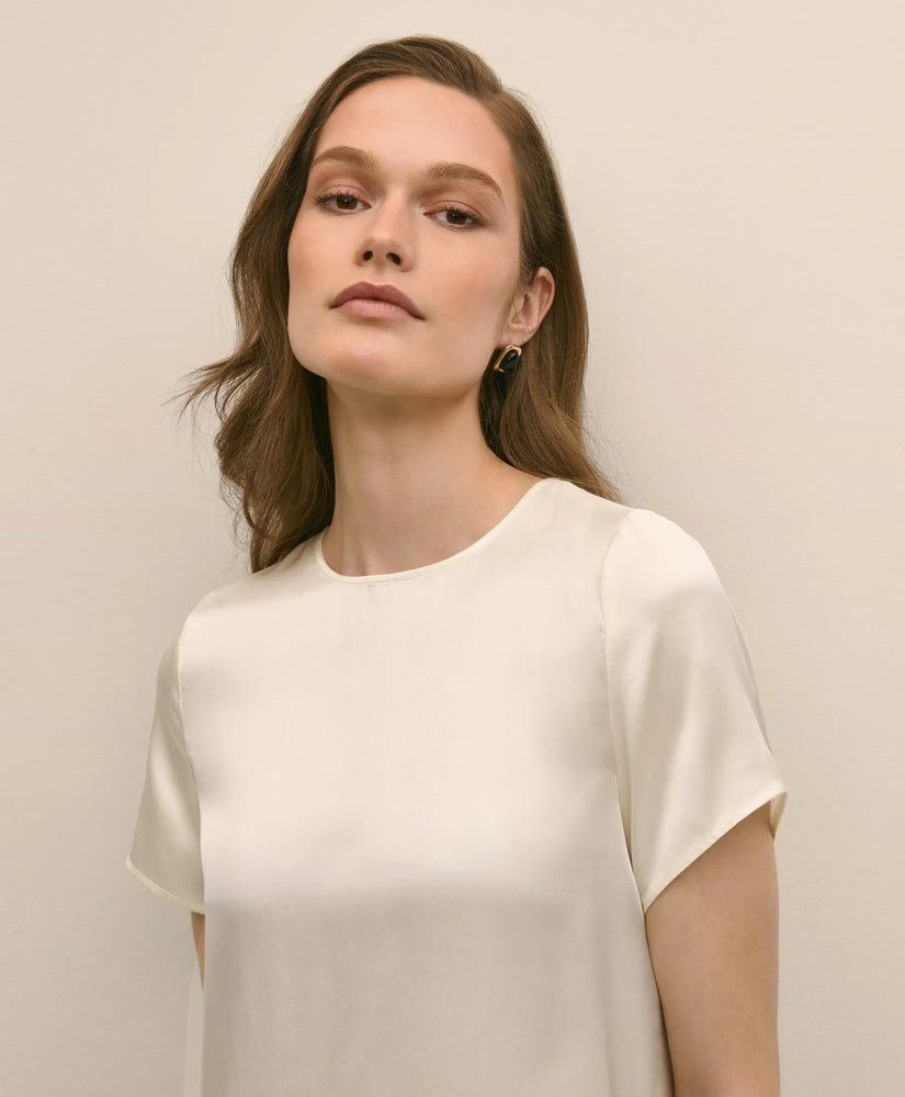 Short-Sleeve Top in Washable Silk Charmeuse