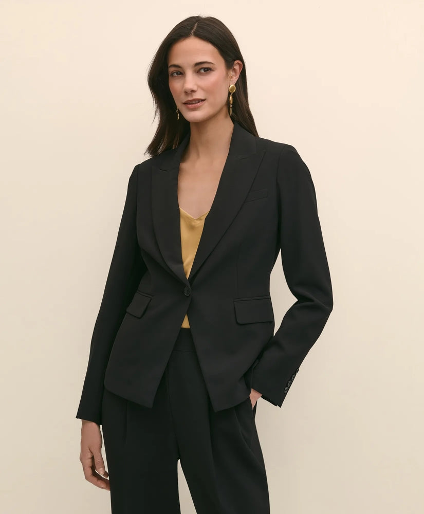Single-Breasted Peak Lapel Jacket in Fine Twill Stretch Crepe
