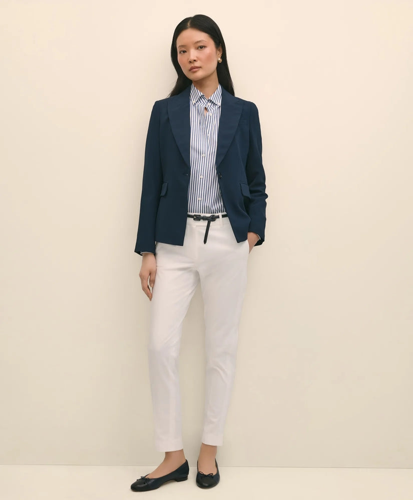 Single-Breasted Peak Lapel Jacket in Fine Twill Stretch Crepe