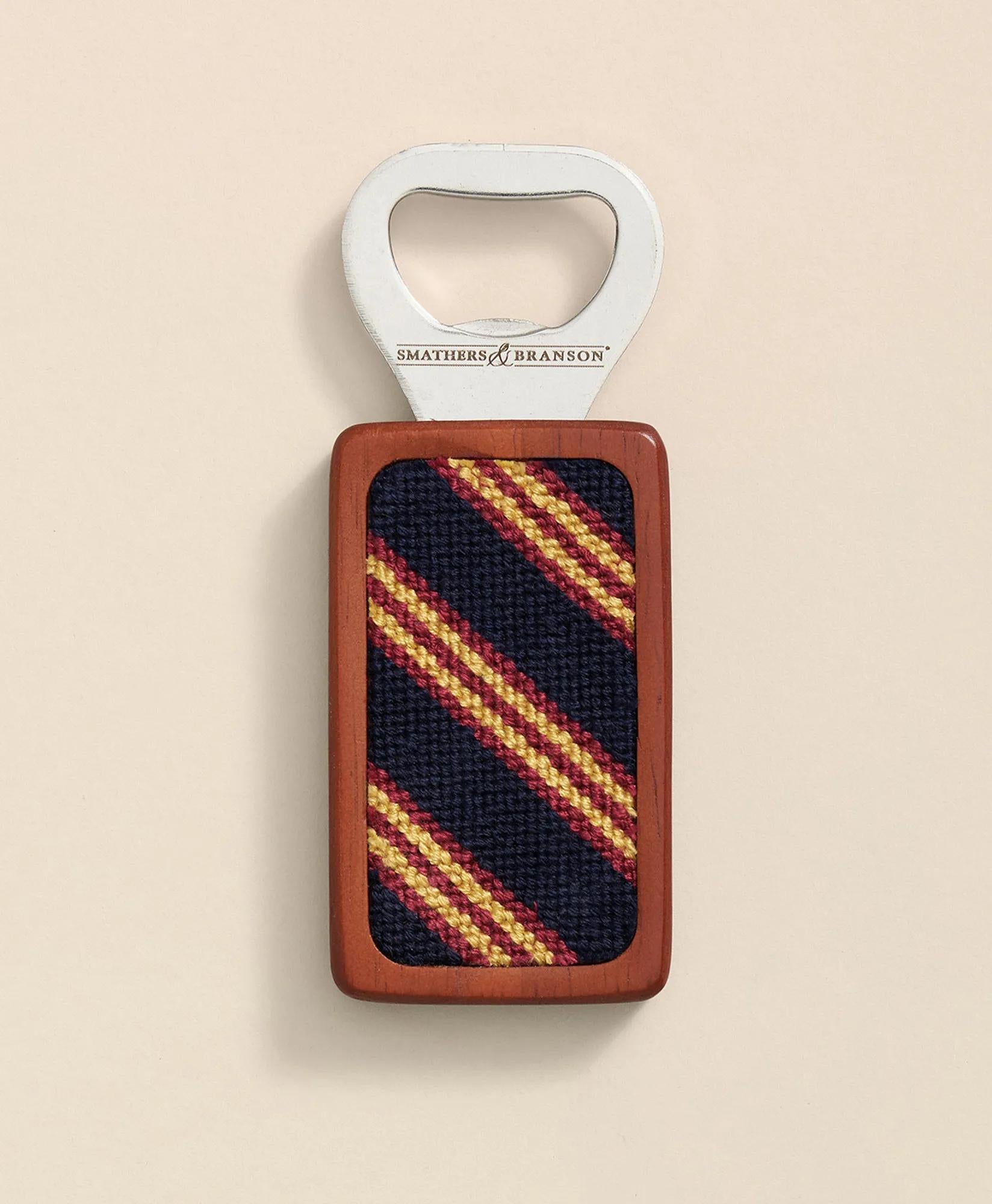 Smathers & Branson Needlepoint Rep Stripe Bottle Opener