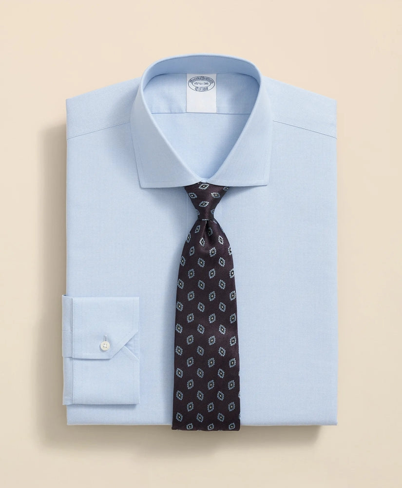 Stretch Supima® Cotton Non-Iron English Spread Collar, Herringbone Dress Shirt