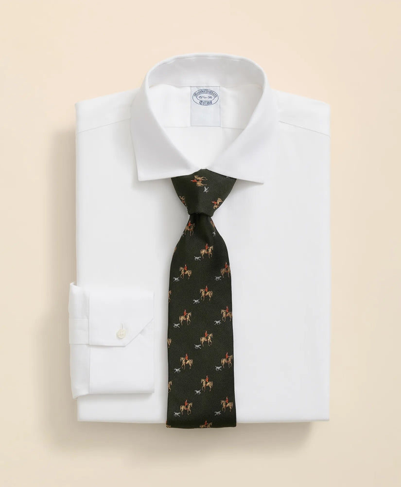 Stretch Supima® Cotton Non-Iron English Spread Collar, Herringbone Dress Shirt