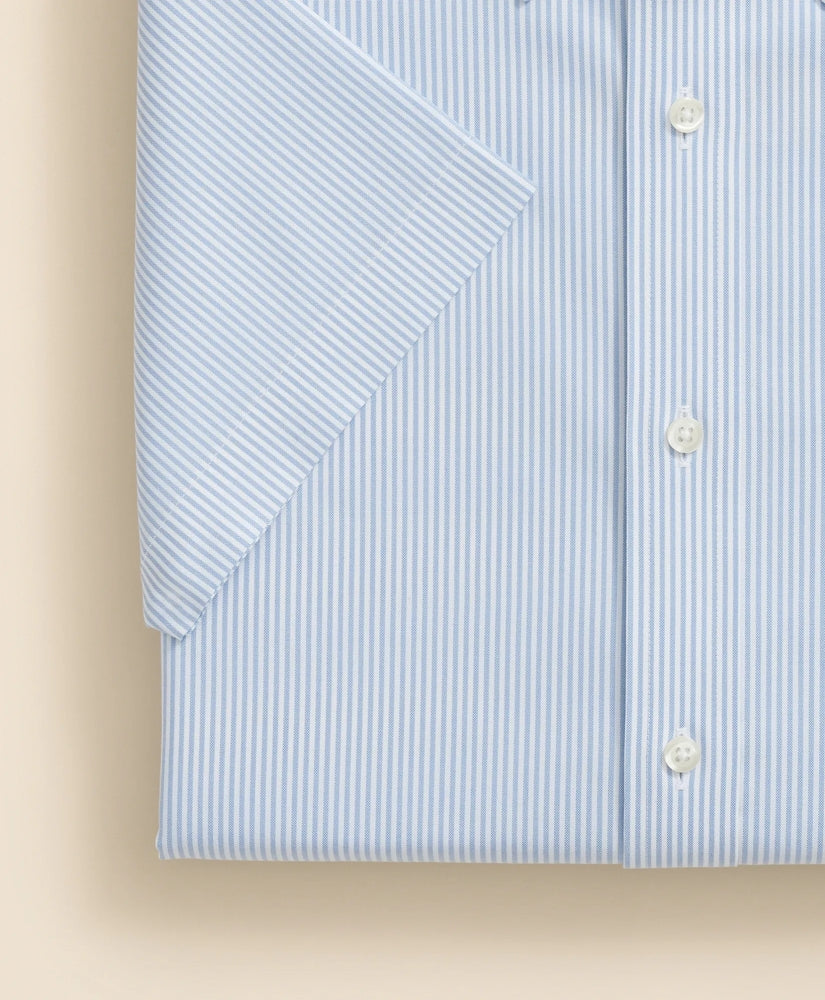 Stretch Supima® Cotton Non-Iron Polo Button Down Collar, Mini Stripe Short-Sleeve Dress Shirt