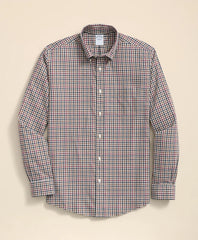 Stretch Supima® Cotton Non-Iron Twill Polo Button Down, Check Sport Shirt