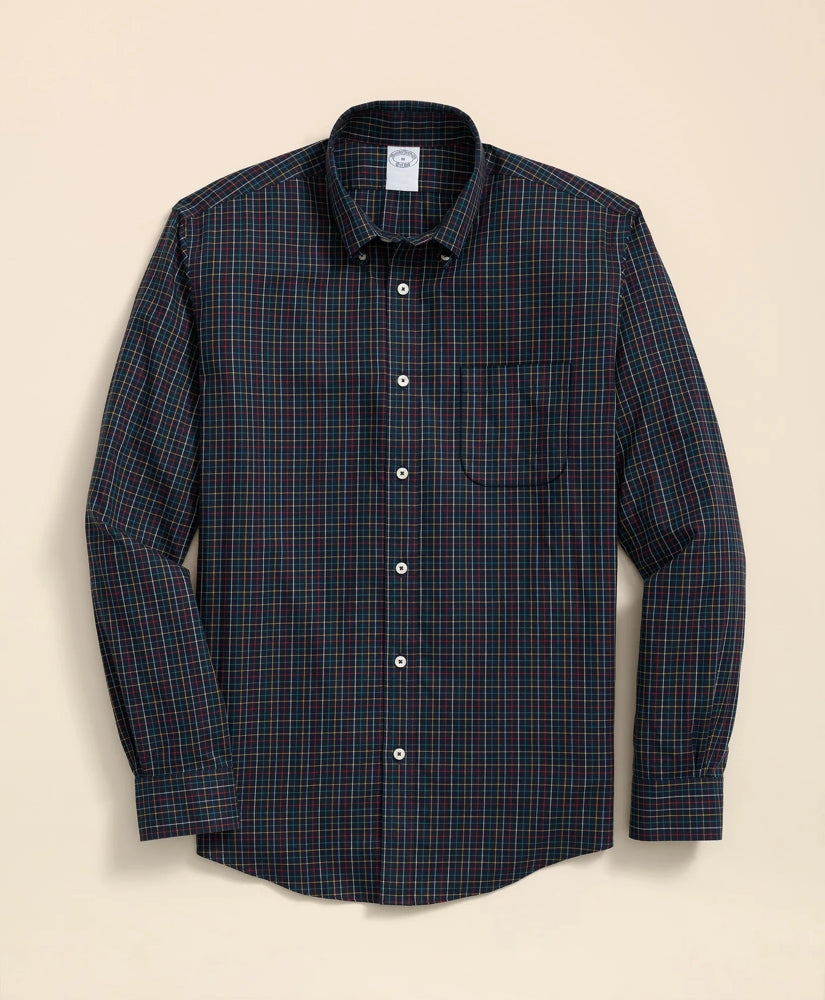 Stretch Supima® Cotton Non-Iron Twill Polo Button Down, Tattersall Sport Shirt