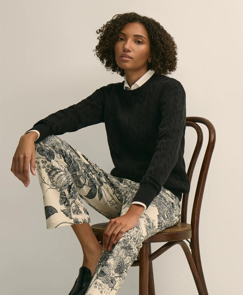 Supima® Cotton Cable Crewneck Sweater