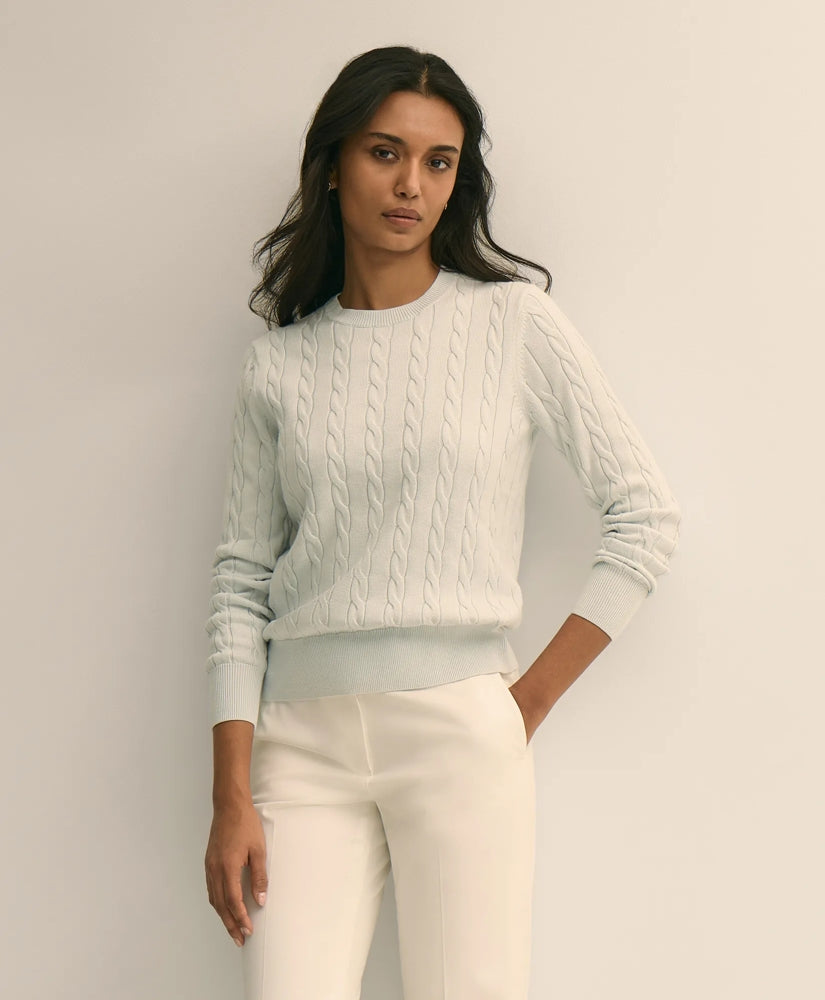 Supima® Cotton Cable Crewneck Sweater