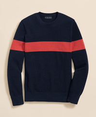 Supima® Cotton Crewneck Chest Stripe Sweater