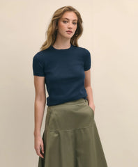 Supima® Cotton Jersey Short-Sleeve Sweater