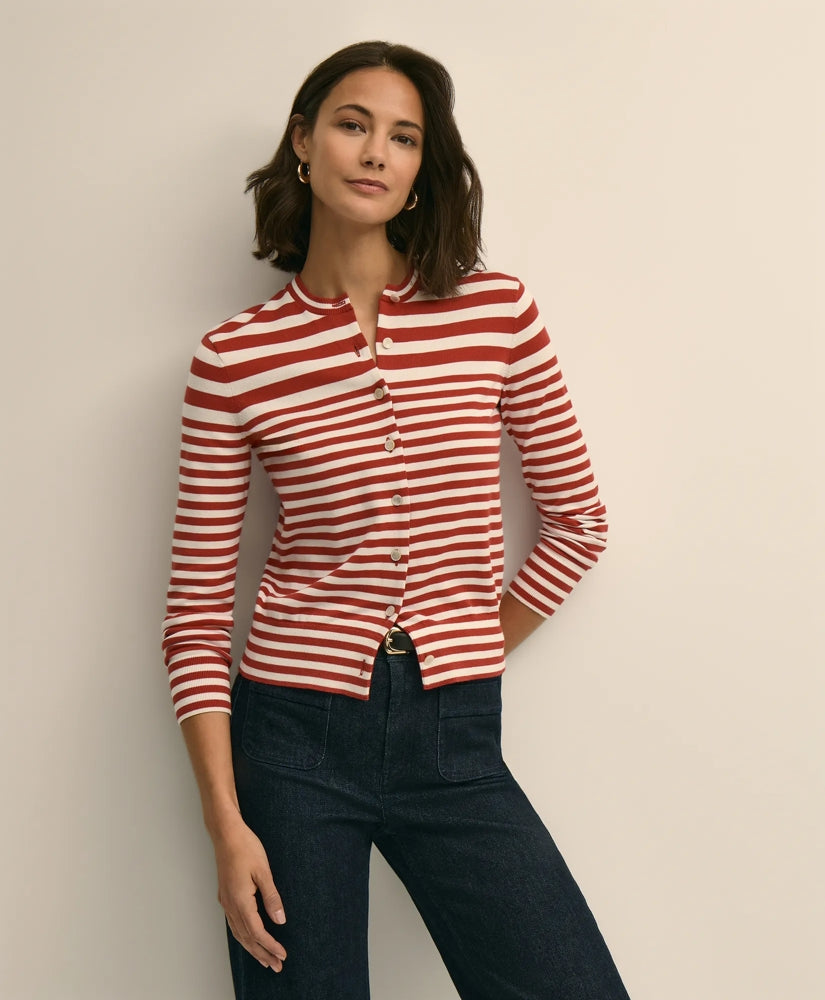 Supima® Cotton Variegated Stripe Cardigan