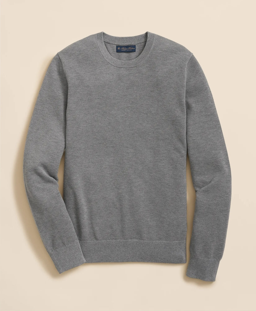 Supima® Cotton Pique Crewneck Sweater