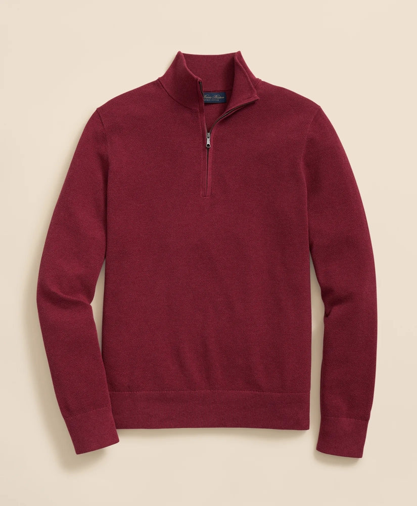 Supima® Cotton Pique Quarter-Zip Sweater