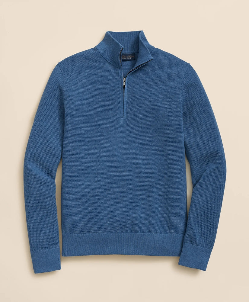 Supima® Cotton Pique Quarter-Zip Sweater