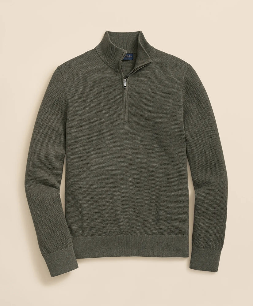 Supima® Cotton Pique Quarter-Zip Sweater