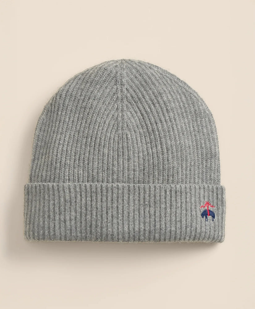 Wool-Cashmere-Blend Ribbed Beanie Hat