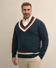 Big & Tall Supima® Cotton Cable Tennis Sweater