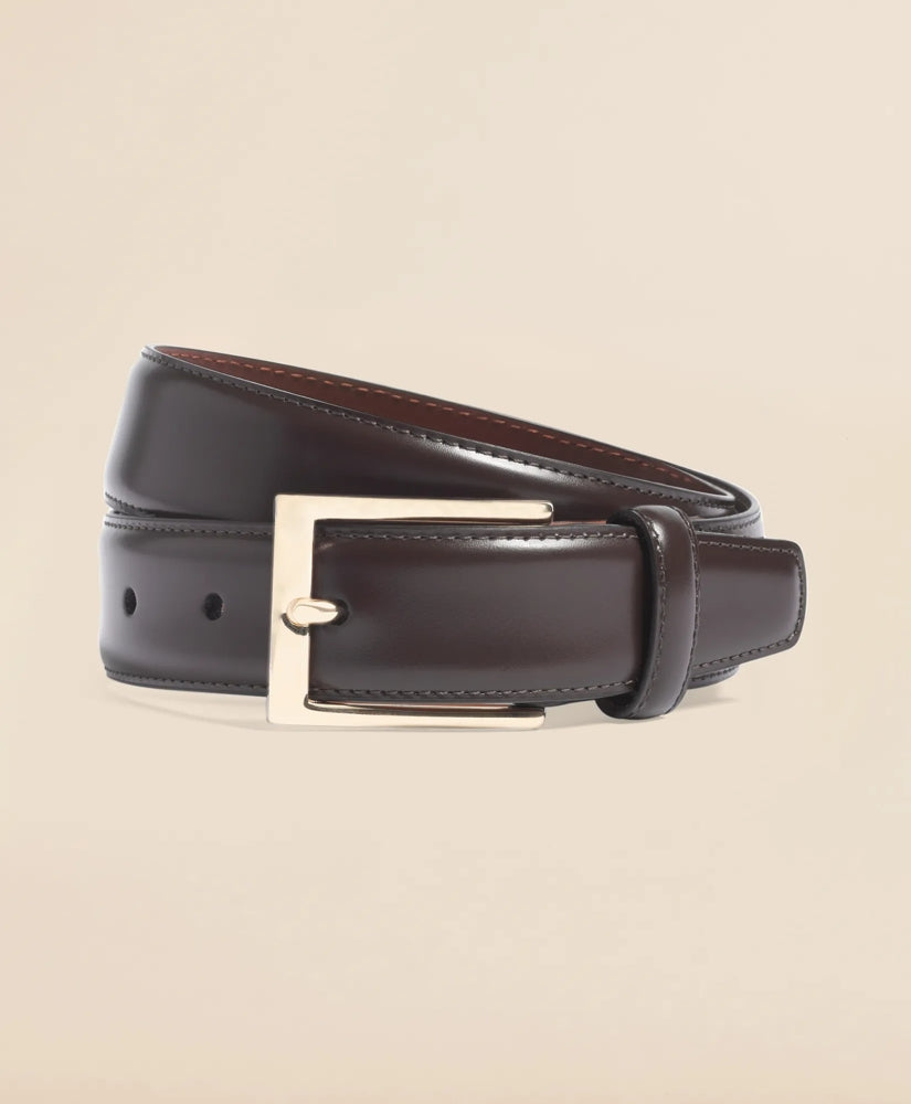 Gold Buckle Leather Dress Belt