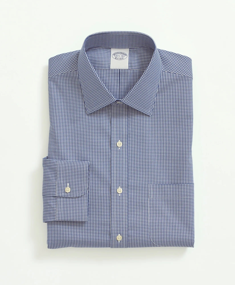 Stretch Supima® Cotton Non-Iron Pinpoint Oxford Ainsley Collar, Gingham Dress Shirt