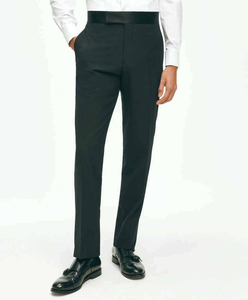 Black Fleece Tuxedo Pants in Wool-Silk