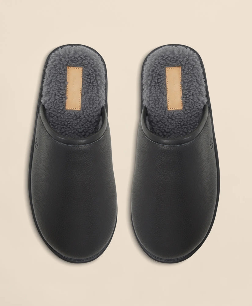 Shearling Lined Leather Slippers