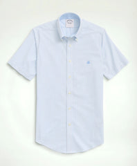 Stretch Non-Iron Oxford Button-Down Collar, Bengal Stripe Short- Sleeve Sport Shirt